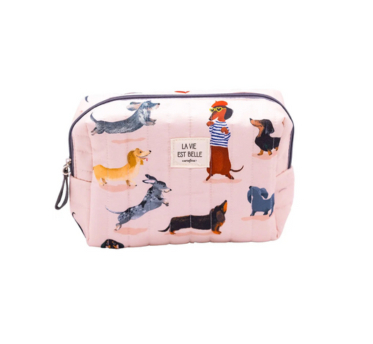 Gesteppte Kulturtasche mit Dackeln Cartes d'Art