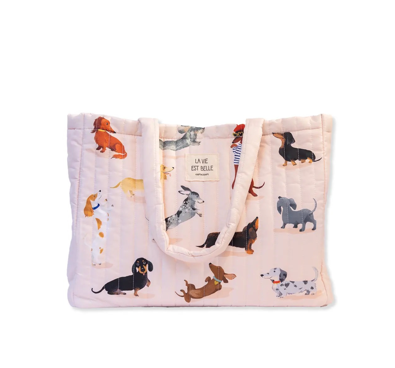 Quiltad tygväska med taxar Cartes d'Art