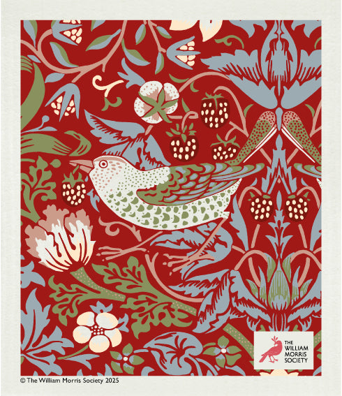 Disktrasa William Morris Strawberry thief red