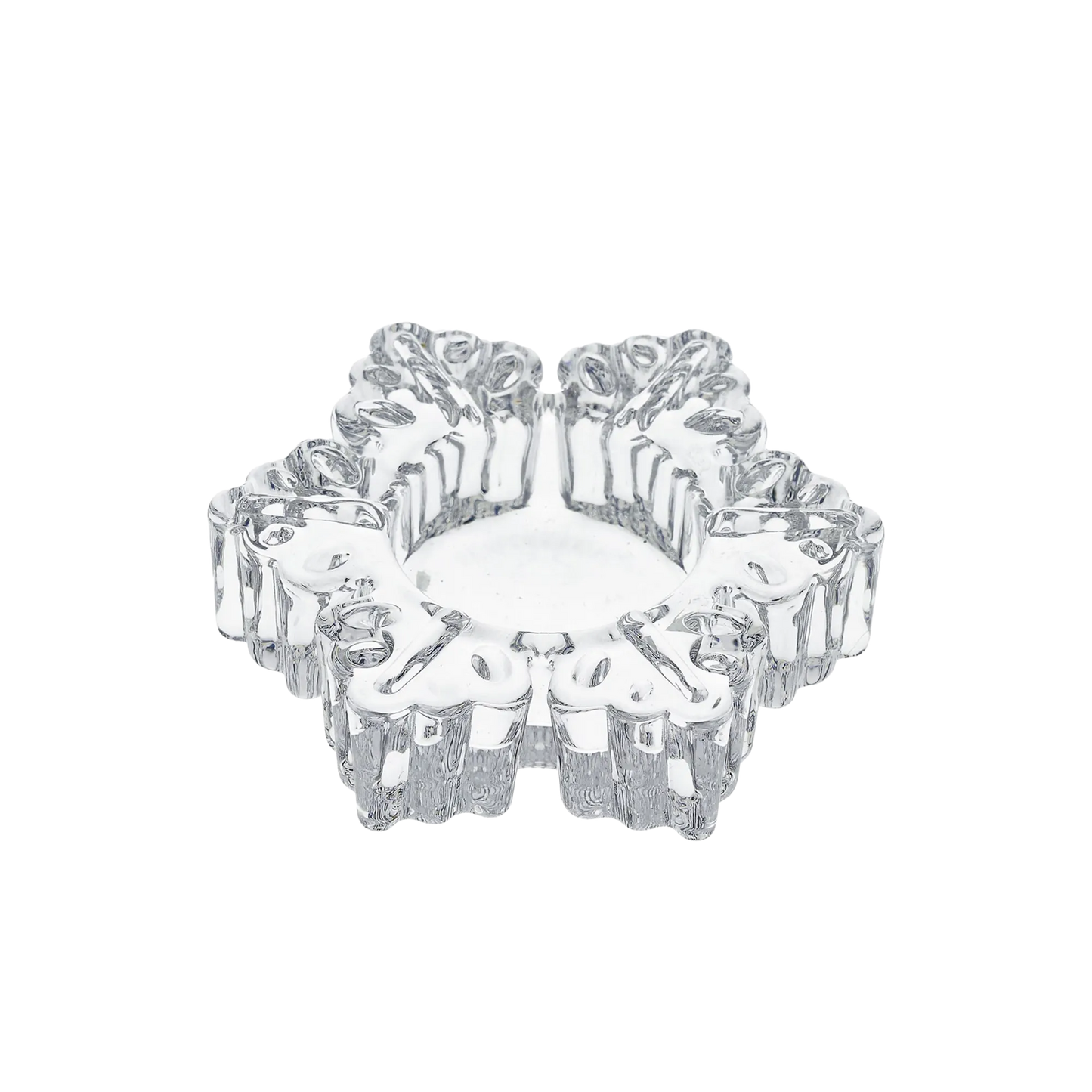 Ljusstake snöflinga i glas klar