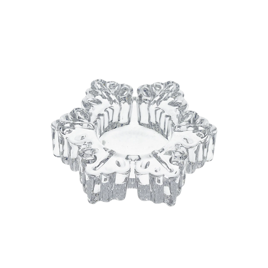 Ljusstake snöflinga i glas klar