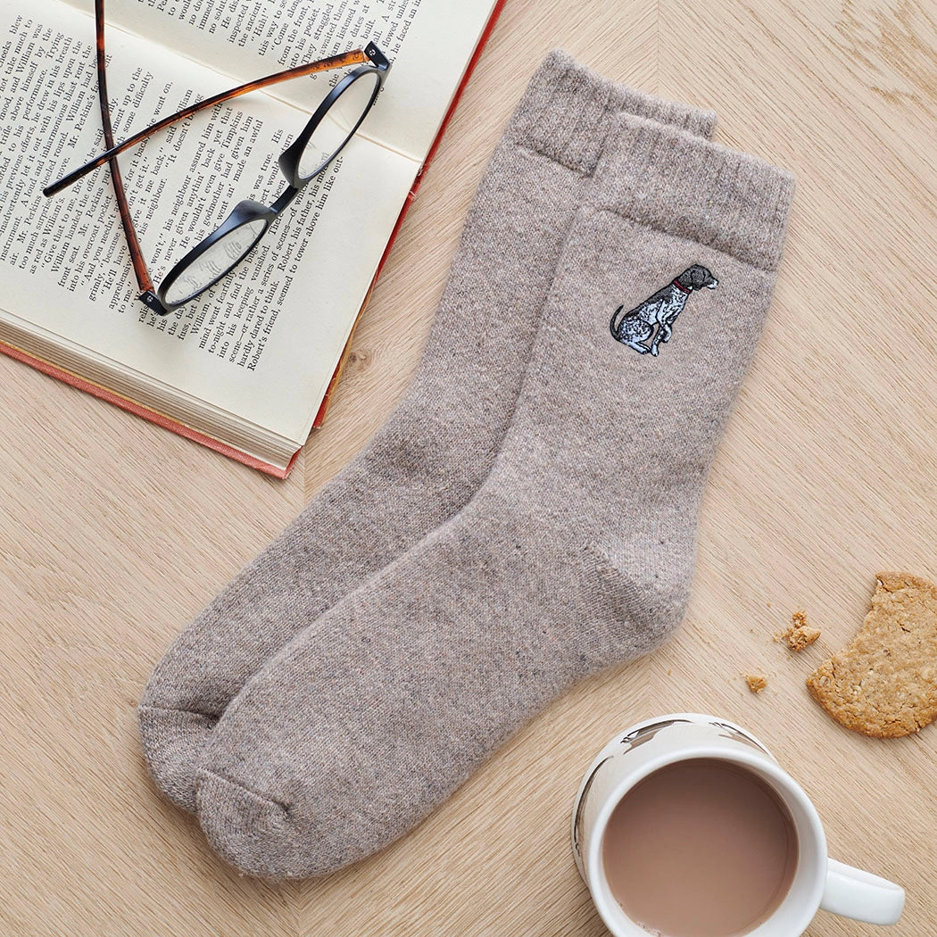 Strumpor med broderad hund - Vorsteh