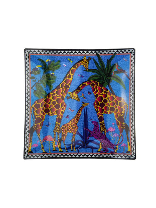 Glasfat Ortigia Giraffe 11 x 11 cm blå