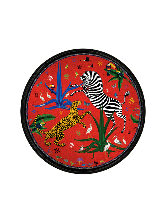 Ortigia Sicilia rund bricka Jungle red